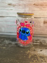 Image 1 of 16oz Stitch Coffee Glass Tumbler