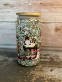 Image 1 of 16oz Merry Christmas Glass Snow Globe Tumbler