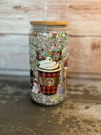 Image 2 of 16oz Merry Christmas Glass Snow Globe Tumbler