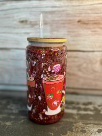 Image 2 of 16oz Santa Coffee Glass Snow Globe Tumbler