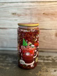 Image 3 of 16oz Santa Coffee Glass Snow Globe Tumbler