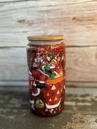 Image 1 of 16oz Santa Coffee Glass Snow Globe Tumbler