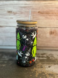 Image 4 of 16oz Nightmare Before Christmas Glass Snow Globe Tumbler