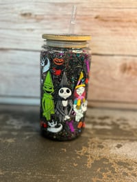 Image 1 of 16oz Nightmare Before Christmas Glass Snow Globe Tumbler