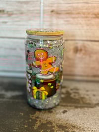 Image 4 of 16oz Christmas Coffee Glass Snow Globe Tumbler
