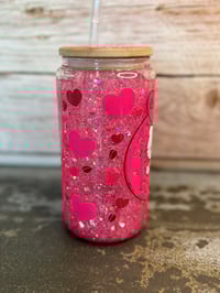 Image 3 of 16oz Hello Kitty Love Coffee Glass Snow Globe Tumbler
