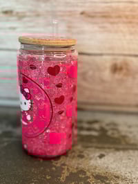 Image 2 of 16oz Hello Kitty Love Coffee Glass Snow Globe Tumbler