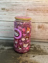 Image 3 of 16oz Kuromi Love Coffee Glass Snow Globe Tumbler