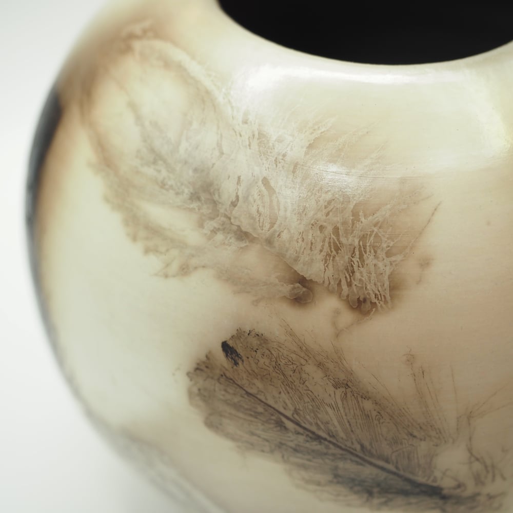 Image of Ghost Feather Raku Pot 005