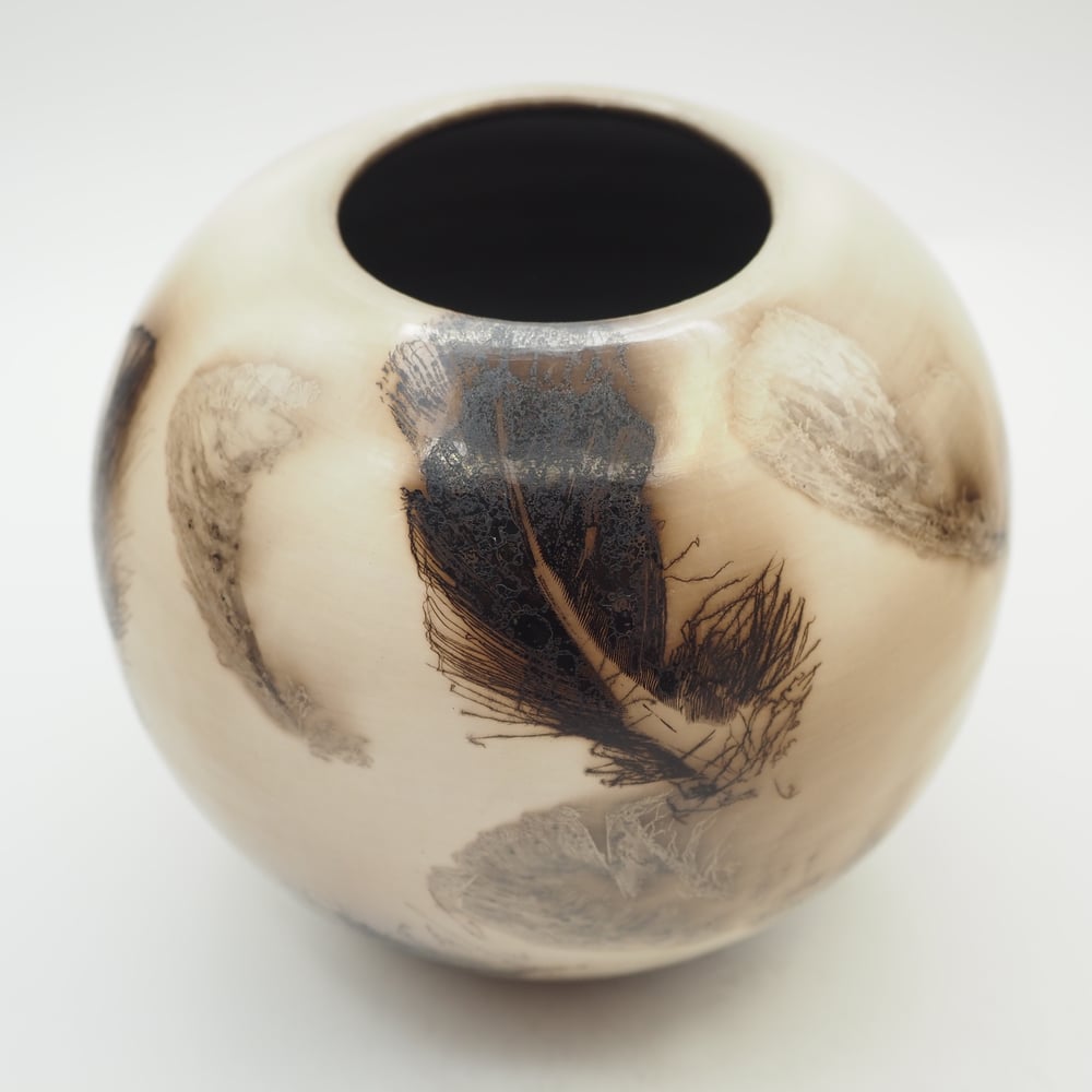 Image of Ghost Feather Raku Pot 005