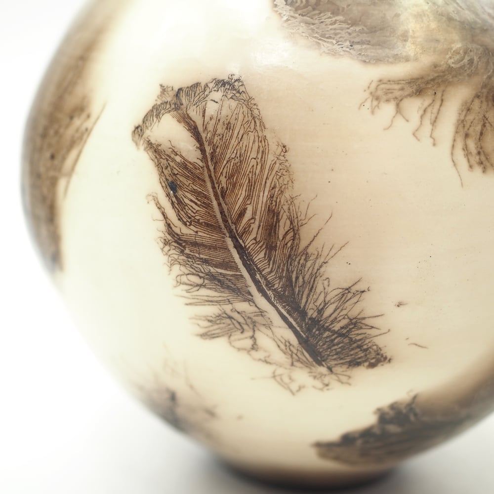 Image of Ghost Feather Raku Pot 004