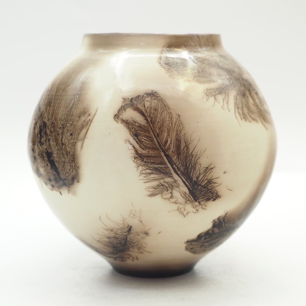 Image of Ghost Feather Raku Pot 004