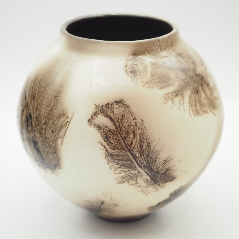 Image of Ghost Feather Raku Pot 004