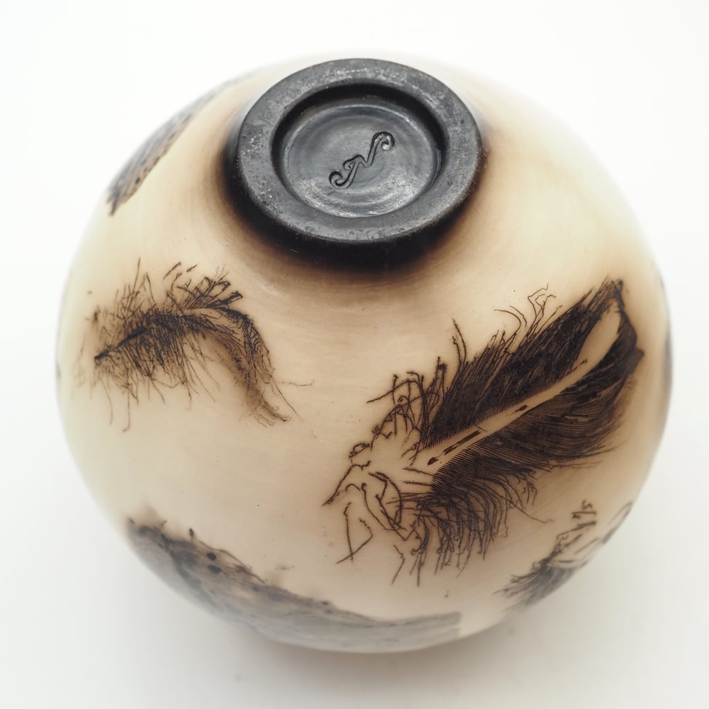 Image of Ghost Feather Raku Pot 004