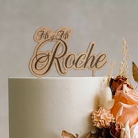 Image 3 of Wooden Wedding Cake Topper with Custom Name