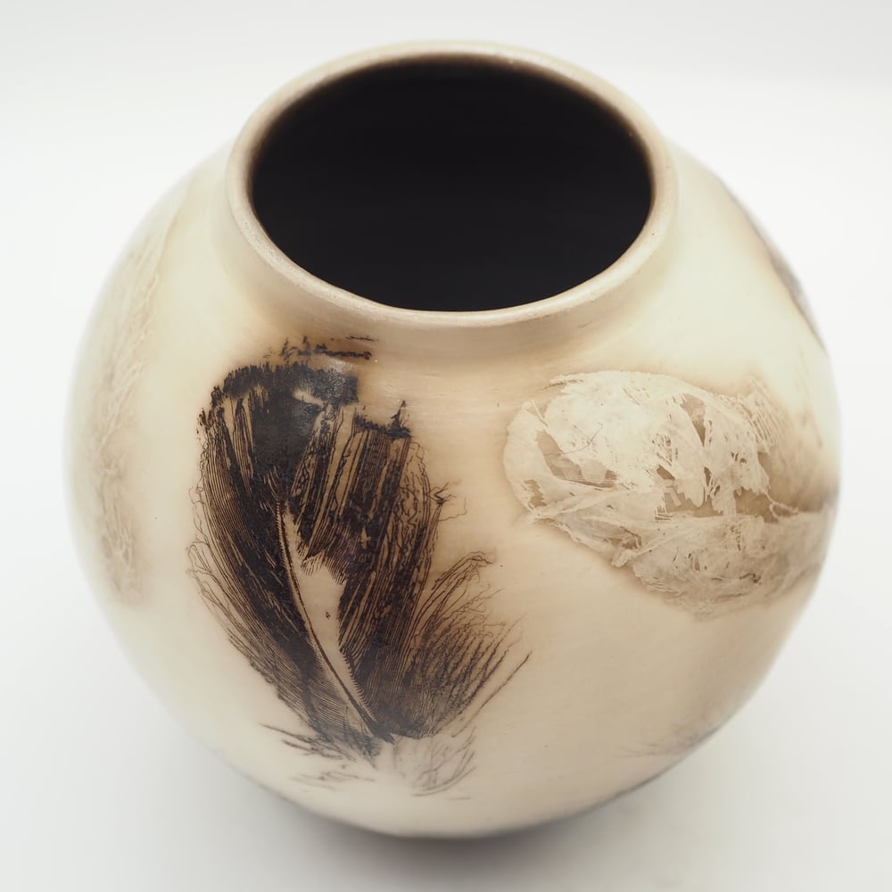 Image of Ghost Feather Raku Pot 002