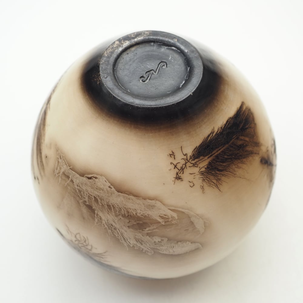 Image of Ghost Feather Raku Pot 002