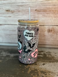 Image 4 of 16oz Valentine's and Bats Glass Snow Globe Tumbler