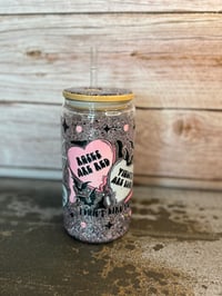 Image 5 of 16oz Valentine's and Bats Glass Snow Globe Tumbler
