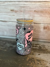 Image 6 of 16oz Valentine's and Bats Glass Snow Globe Tumbler