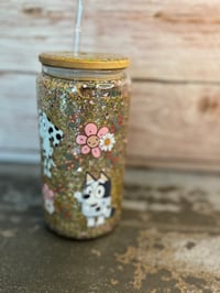 Image 5 of 16oz Spring Bluey  Glass Snow Globe Tumbler