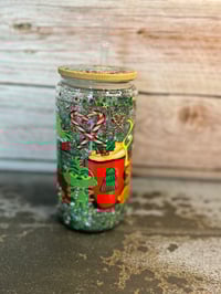 Image 3 of 16oz Grinch Christmas Coffee Glass Snow Globe Tumbler