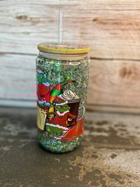 Image 4 of 16oz Grinch Christmas Coffee Glass Snow Globe Tumbler