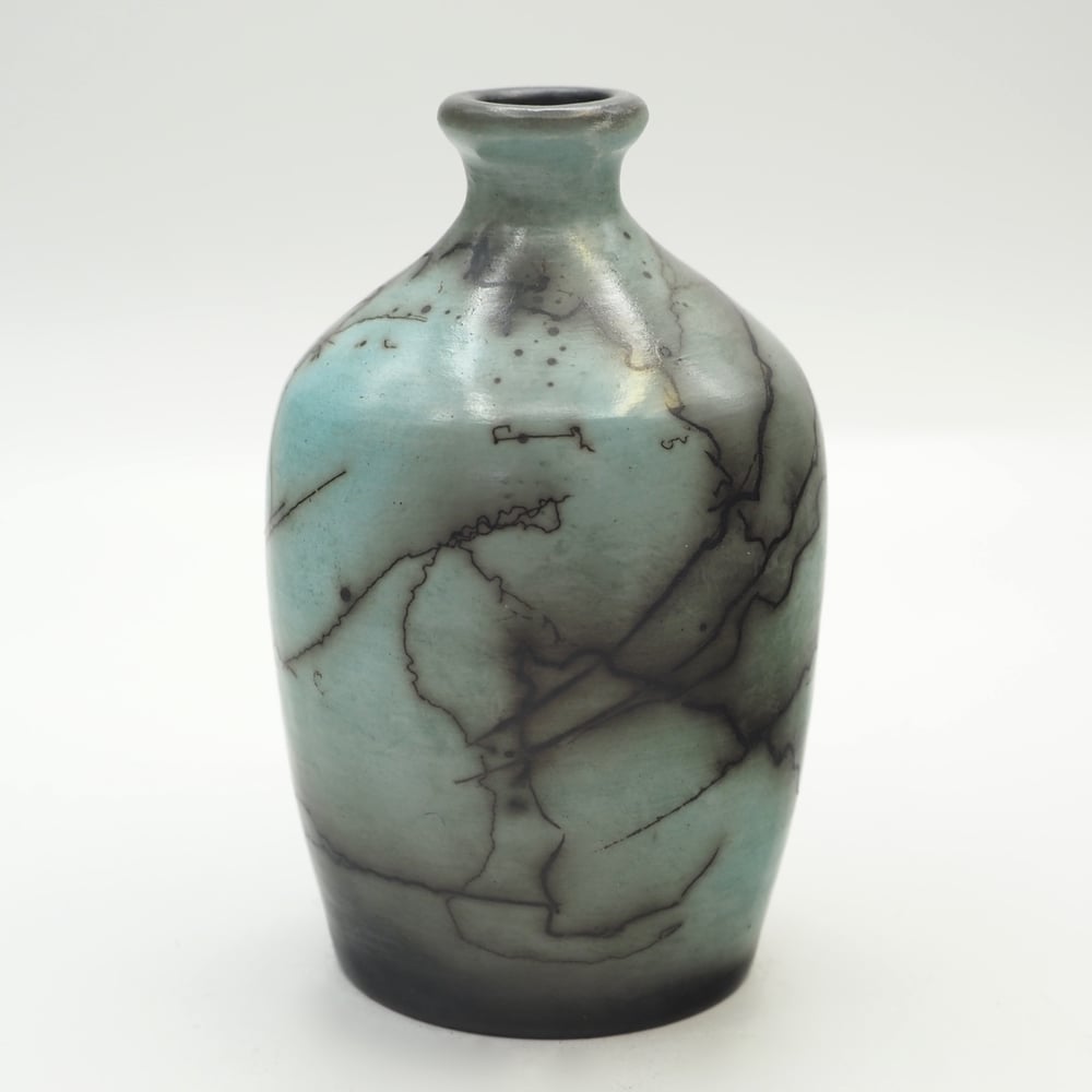 Image of Blue Horsehair Raku Pot 004