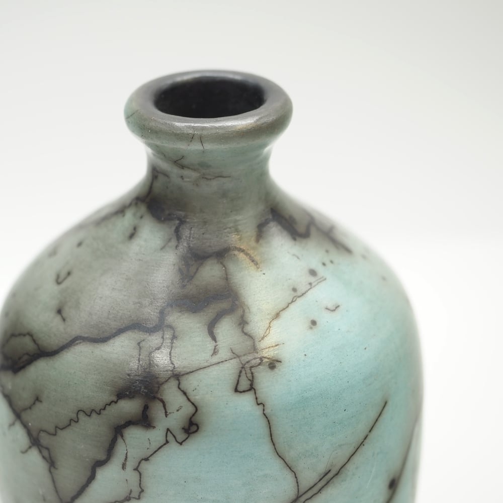 Image of Blue Horsehair Raku Pot 004