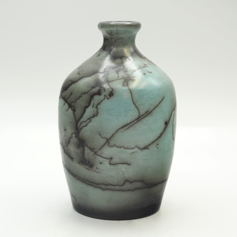 Image of Blue Horsehair Raku Pot 004