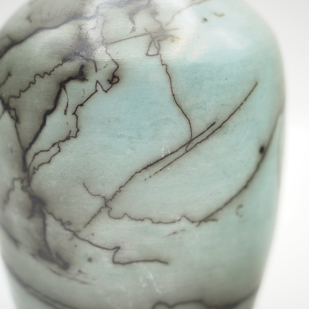 Image of Blue Horsehair Raku Pot 004
