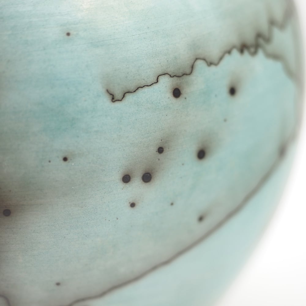 Image of Blue Horsehair Raku Pot 003