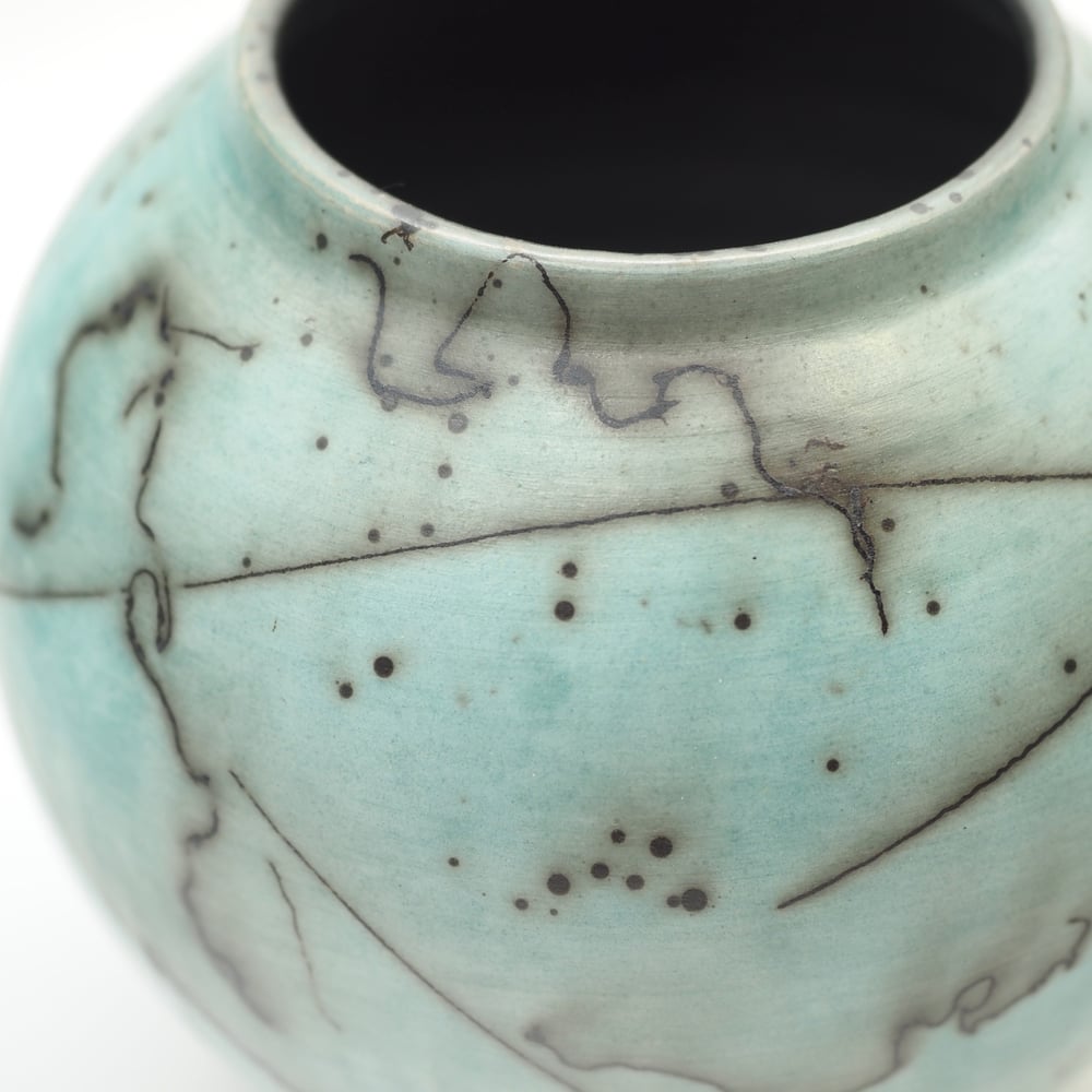 Image of Blue Horsehair Raku Pot 003