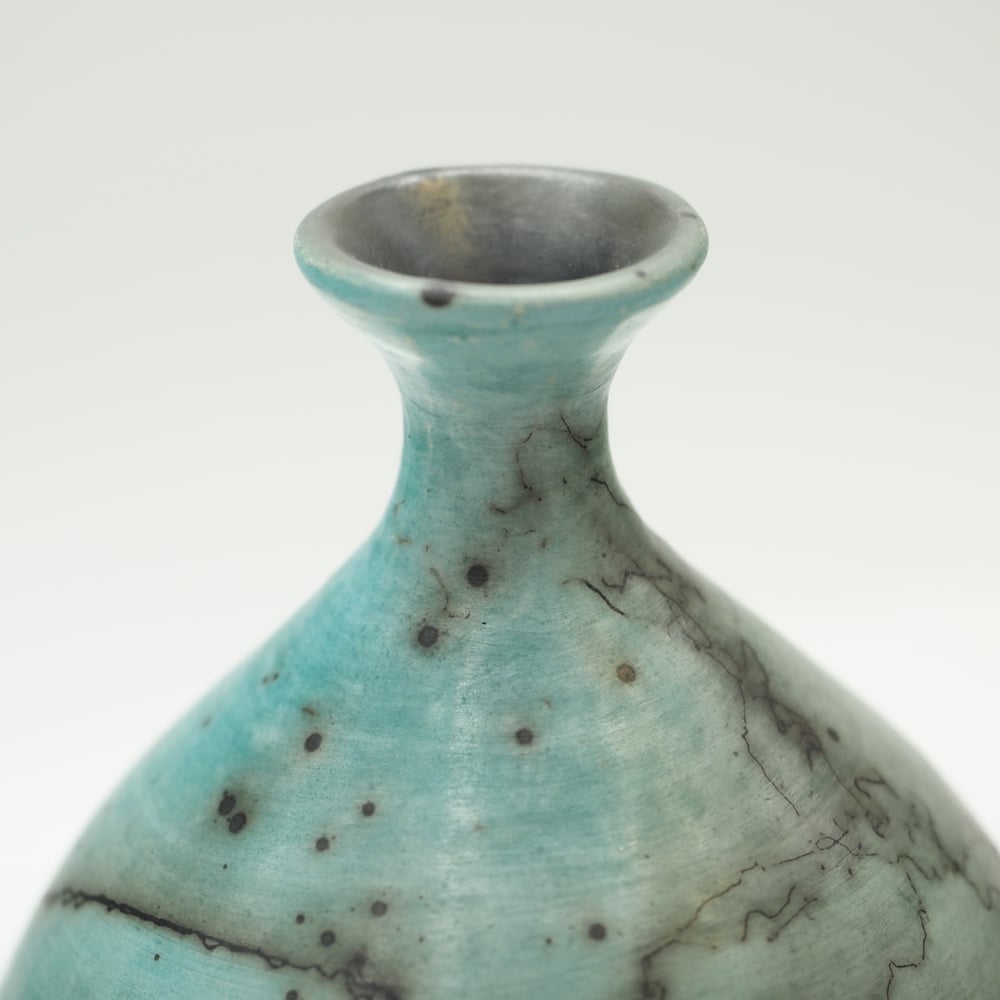 Image of Blue Horsehair Raku Pot 001