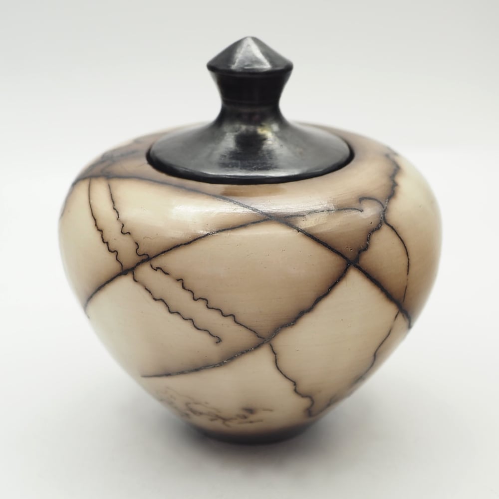 Image of Horsehair Raku Lidded Pot