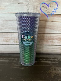 Image 1 of 24oz The Lake is my Happy Place Studded Tumbler