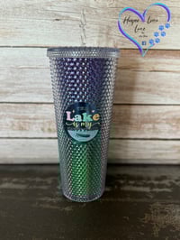 Image 2 of 24oz The Lake is my Happy Place Studded Tumbler