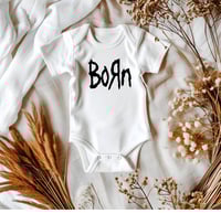 Image 3 of Born Baby Bodysuit Gift- Black "Born" Baby Bodysuit- Rock Baby Gift- Rock Fan Baby Shower Gift- M...