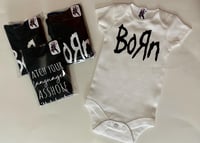 Image 4 of Born Baby Bodysuit Gift- Black "Born" Baby Bodysuit- Rock Baby Gift- Rock Fan Baby Shower Gift- M...