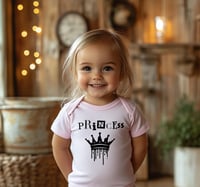 Image 1 of Punk Princess Baby Bodysuit Gift- Pink Princess Goth Crown Baby Bodysuit- Rock Baby Gift- Rock Fa...