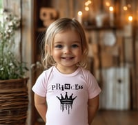 Image 2 of Punk Princess Baby Bodysuit Gift- Pink Princess Goth Crown Baby Bodysuit- Rock Baby Gift- Rock Fa...