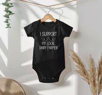 Image 1 of Cute Baby Bodysuit for Baby Shower Gift, Funny Bodysuit Design for Moms, Eat Local, I Support My ...