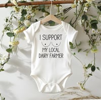 Image 2 of Cute Baby Bodysuit for Baby Shower Gift, Funny Bodysuit Design for Moms, Eat Local, I Support My ...