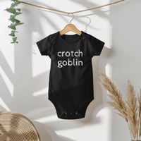 Image 1 of Hilarious Crotch Golblin Baby Bodysuit- Funny Baby Shower Gift- Hilarious New Mom New Dad Gift Id...