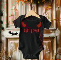 Image 1 of Lil' Devil Baby Bodysuit- Cute Little Devil Baby Shower Gift- Rock Baby Gift- Rock Fan Baby Showe...