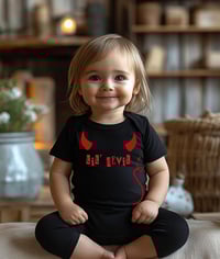 Image 2 of Lil' Devil Baby Bodysuit- Cute Little Devil Baby Shower Gift- Rock Baby Gift- Rock Fan Baby Showe...