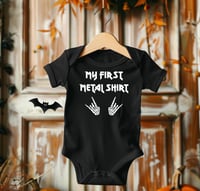 Image 1 of Heavy Metal Fans Baby Shower Gift Idea- My First Metal Shirt Baby Bodysuit for New Baby Gift-Meta...
