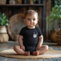 Image 1 of Rock On Baby Bodysuit Shower Gift- Skeleton Rock On Logo Rock Fans Baby Gift- Emo Goth Cool Baby ...