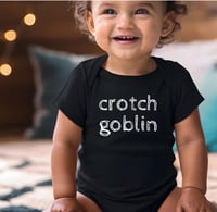 Image 4 of Hilarious Crotch Golblin Baby Bodysuit- Funny Baby Shower Gift- Hilarious New Mom New Dad Gift Id...
