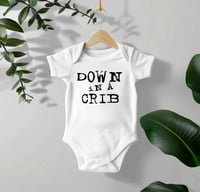 Image 2 of Alt Metal Rock Fans Baby Gift- Down In A Crib Baby Bodysuit- Rock Baby Gift- Rock Fan Baby Shower...